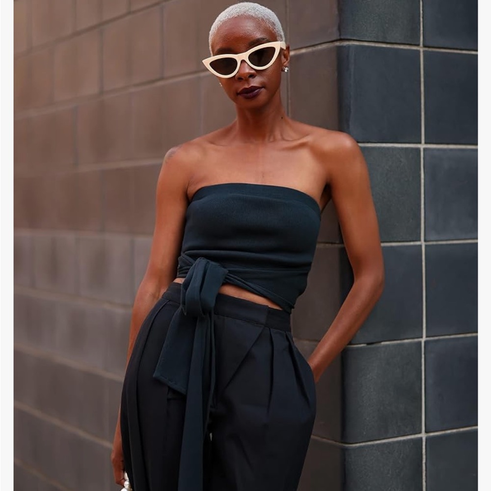 The Drop Women's Black Wrap Ribbed Top 2X